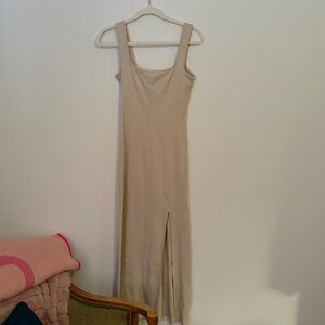 L*Space Tan/Cream/Beige Corset Style Stretch Dress with Slit Size Medium